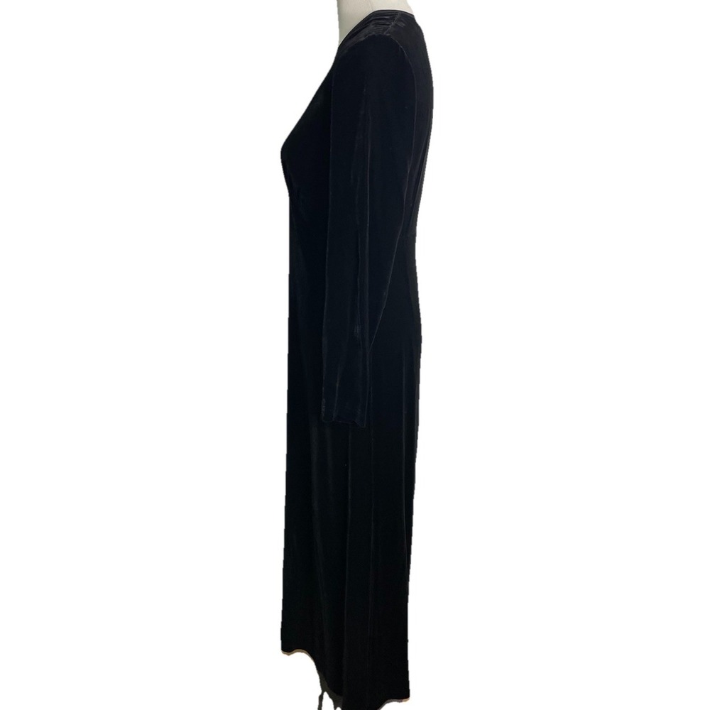 Vintage Laura Ashley Black Velvet Maxi Dress Whimsy Modest Size US 8 - Picture 3 of 5